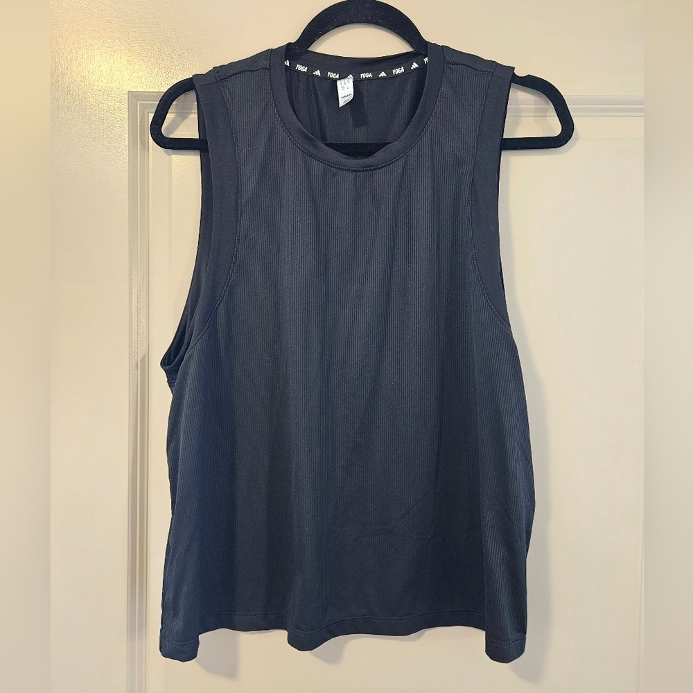 Adidas Black Ribbed Tank Top Large